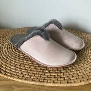 Velez Ventura Suede Leather Fur Trim Slippers Mules Women’s Size 36 5 NEW